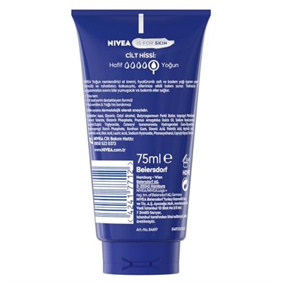 NIVEA Yoğun Nemlendirici El Kremi 72 ml, Hızlı Emilir, Hyaluronik Asit,Badem Yağı, Kuru Ciltler