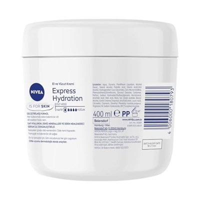 NIVEA Yoğun Nemlendirici El & Vücut Bakım Kremi 400ml, Normal/Kuru Ciltler 48 Saat Nemlendirme