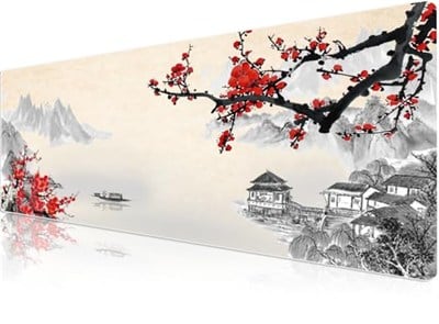 [NJ-BQ30-V1H0] Klasse Pro - 10 Farklı Model Dikişli Kenar 90x40 cm Oyuncu Gaming Mouse Pad (Cherry Blossom, 90x40 cm)
