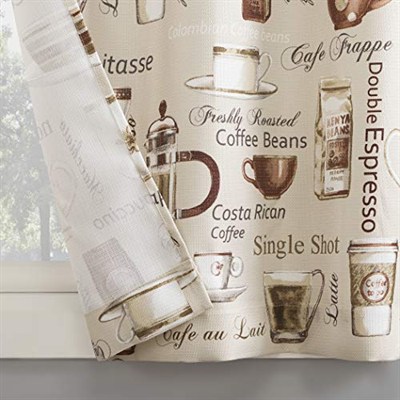 No. 918 Bristol Coffee Shop Yarı Şeffaf Çubuk Cep Mutfak Perdesi Saçak ve Kat Seti, 137 cm x 60 cm 3 Parça, Fildişi Kırık Beyaz