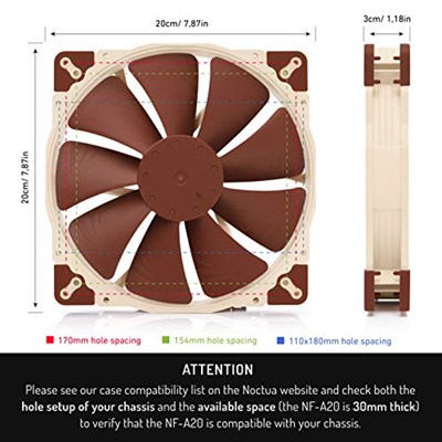 Noctua NF-A20 PWM sessiz 200 mm Premium-FAN