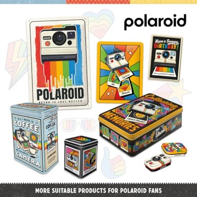 Nostalgic-Art Retro düz teneke kutu 2,5 l, polaroid - anılar hediye fikri, fotoğraf severler için hediye fikri, resmi lisans ürünü (OLP), kapaklı kutu, vintage tasarım