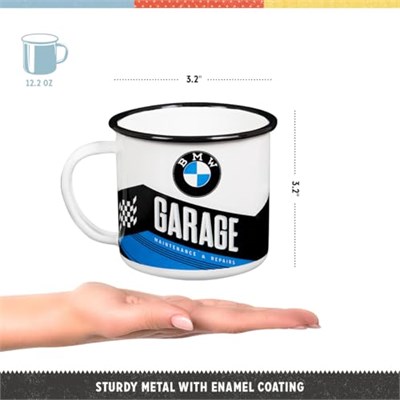 Nostalgic-Art Retro emaye fincan, 360 ml, orijinal lisanslı ürün (OLP), BMW – Garaj – BMW aksesuar hayranları için hediye fikri, kamp kupası, vintage tasarım