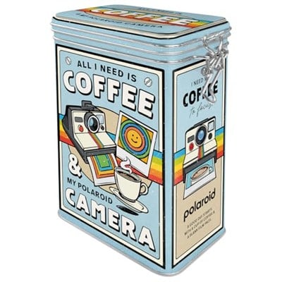 Nostalgic-Art Retro Kahve Kapları, 1,3 l, Polaroid Kahve ve Kamera - Fotoğraf severler için hediye fikri, resmi lisans ürünü (OLP), Aroma koruma kapaklı kutu, vintage tasarım