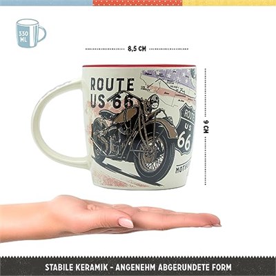 Nostalgic-Art Retro kahve kupası, 330 ml, Route 66 Bike Map – ABD hayranları için hediye fikri, seramik fincan, vintage tasarım | Kahve için seramik kupa, vintage tasarım, ABD hayranları için hediye f