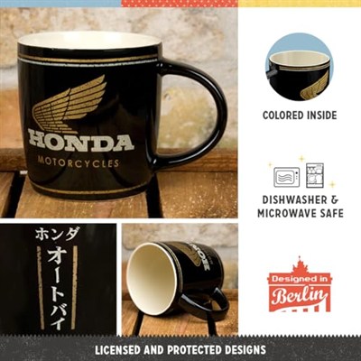 Nostalgic-Art Retro kahve kupası, 330 ml, Honda MC – Motorcycles Gold – Motosikletçiler için hediye fikri, orijinal lisanslı ürün (OLP), kahve için seramik fincan, vintage tasarım