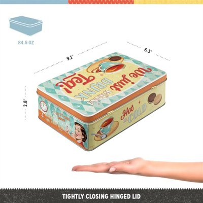 Nostalgic-Art Retro Saklama Kabı Düz, 2,5 l, Çay ve Kurabiye Together – Nostalji hayranları için hediye fikri, kapaklı sac kutu, vintage tasarım