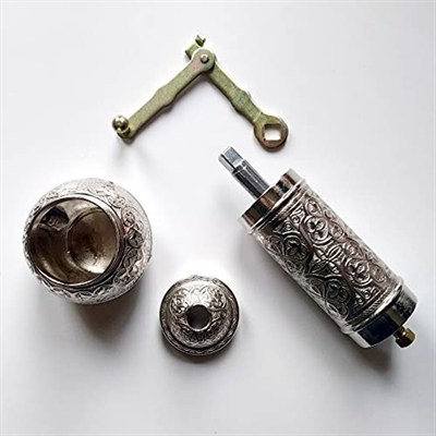 Nostaljik Osmanlı Kahve Değirmeni, Baharat Değirmeni Topuz Hazneli (Gümüş)