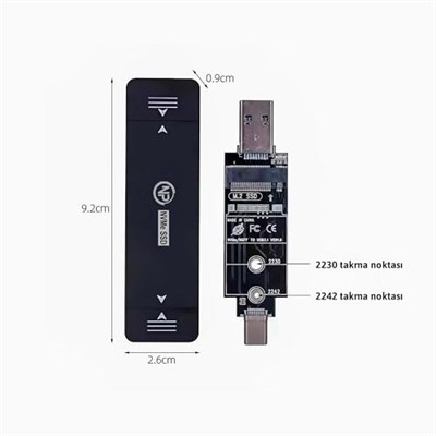 NPO DK01 NVMe M.2 1000/900Mb/s USB-A/Type-C Kablosuz Taşınabilir Harici SSD (GB, 0)