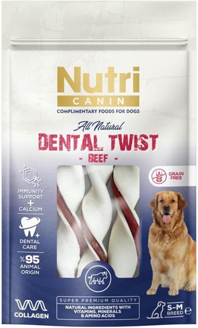 Nutri Canin Dental Twist Sığır Etli Köpek Ödülü S-M 80 Gr
