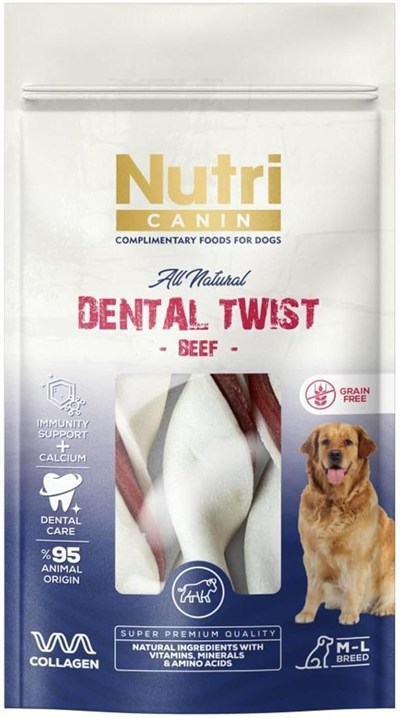 Nutri Canin Dental Twist Sığır Etli Köpek Ödülü M-L 120 Gr