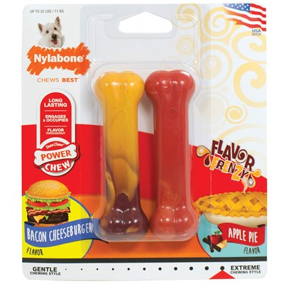 Nylabone Cheeseburger ve Elma Aromalı Köpek Çiğneme Kemiği S