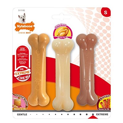 Nylabone Fıstık Ezmesi, Tavuk ve Domuz Pastırması Aromalı Köpek Çiğneme Seti S