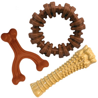 Nylabone Power Chew Toys Müşteri Favorileri Paketi - Agresif Çiğneme için Köpek Oyuncakları, Büyük Köpekler için 3 Şekil ve Tatta Yıkılmaz Köpek Oyuncakları - Lezzet Karışık, Büyük/Dev (3 Sayı)