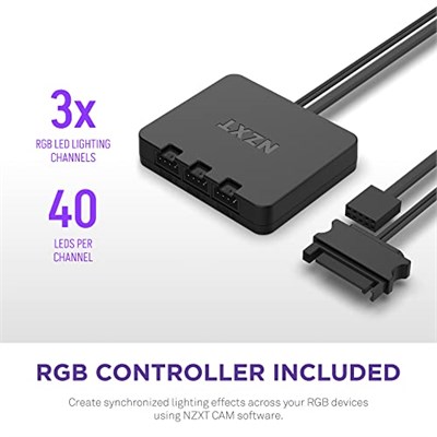 NZXT F120 RGB Duo Üçlü Paket - RGB Kontrolörlü 3 x 120 mm Çift Taraflı RGB Fanlar - 20 Ayrı Adreslenebilir LED - Dengeli Hava Akışı ve Statik Basınç - Akışkan Dinamik Rulman - PWM - Siyah