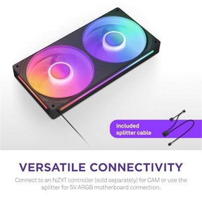 NZXT F240 RGB Çekirdek - 2 x 120mm RGB Fanlı 240mm Tek Çerçeve Fan Ünitesi - Hız ve Aydınlatma Kontrolü - Yüksek Statik Basınç ve  - Seçenekler: 240mm Schwarz, 240mm Weiß, 280mm, Beyaz RGB Çekirdek...