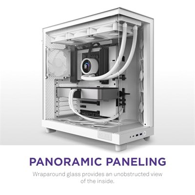 NZXT H6 Flow Orta Kule ATX PC Kasası, Kompakt Çift Odacıklı Tasarım, Panoramik Temperli Cam, Yüksek Hava Akışı, 3x 120mm Fan Dahil, Kablo Yönetimi, Beyaz