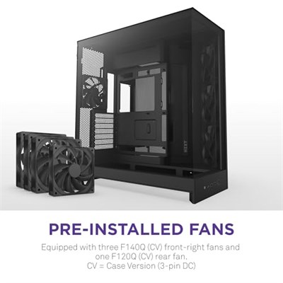 NZXT H9 Flow 2025 Orta Kule ATX PC Kasası, Büyük Çift Odacıklı Tasarım, 3x 140mm + 1x 120mm Fan Dahil, 420mm Radyatör Desteği, Temperli Cam, - Seçenekler: Non RGB Fans, RGB Fans, H9 Akış RGB (2025)...