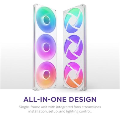 NZXT RGB F420RGB 420MM Kasa Fanı RGB Aydınlatmalı Beyaz | Bir kabloda üç adet 140mm RGB fanlı 420mm tek çerçeveli ünite. CAM ile kontrol edilen hız ve aydınlatma.