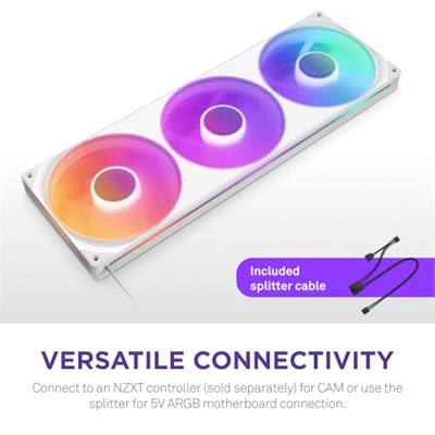 NZXT RGB F420RGB 420MM Kasa Fanı RGB Aydınlatmalı Beyaz | Bir kabloda üç adet 140mm RGB fanlı 420mm tek çerçeveli ünite. CAM ile kontrol edilen hız ve aydınlatma.