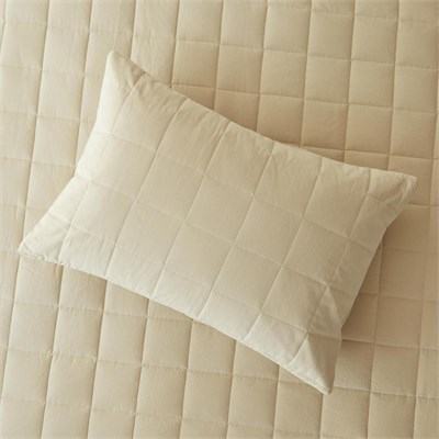 Ocean Home Textile %100 Pamuk Kumaş Kapitoneli Bej Çok Amaçlı Tek Kişilik Yatak Örtüsü Seti 1 Adet 180 X 230 / 1 Adet 50 X 70 Cm