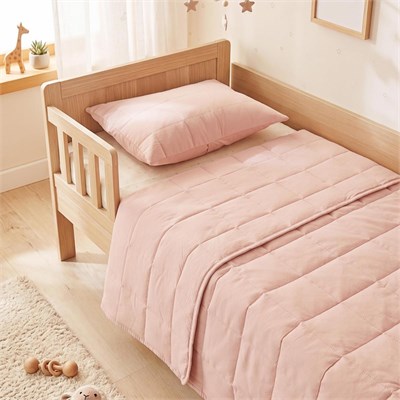 Ocean Home Textile %100 Pamuk Kumaş Kapitoneli Pembe Çok Amaçlı Bebek Yatak Örtüsü Seti 1 Adet 100 X 150 / 1 Adet 37 X 47 Cm