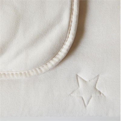 Ocean Home Textile %100 Pamuk Penye Ekru Yıldız Nakışlı Bebek Çok Amaçlı Örtü 90 X 120 Cm