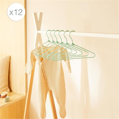 Ocean Home Textile 12li Mint Renk Kumaş Kaplı Metal Bebek Giysi Askısı19.5 X 30 X 0.3 Cm