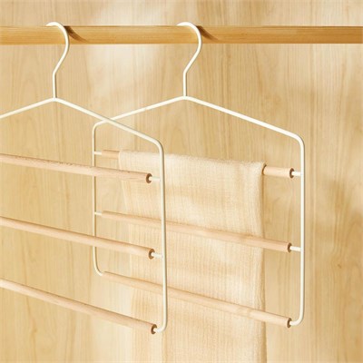 Ocean Home Textile 2li 3 Katlı Ahşap Destekli Mat Beyaz Renk Metal Giysi Askısı 32 X 36.5 X 0.47 Cm