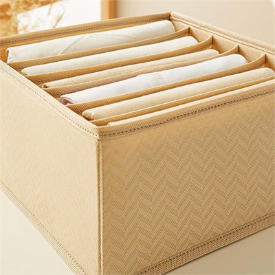 Ocean Home Textile 2li 6 Bölmeli Bej Balıksırtı Desenli Çekmece İçi Düzenleyici Kutu Set 28 X 28 X 13 Cm