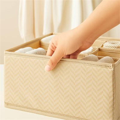 Ocean Home Textile 2li 9 Bölmeli Petek Bej Balıksırtı Çekmece İçi Düzenleyici Kutu Set 28 X 28 X 13 Cm