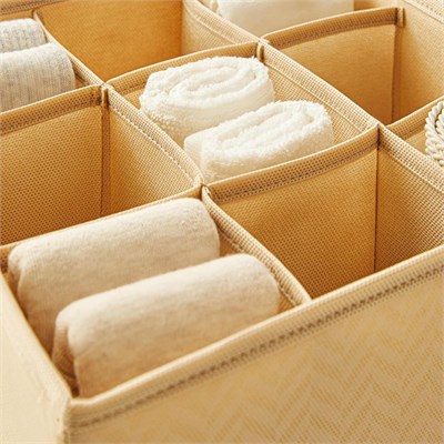 Ocean Home Textile 2li 9 Bölmeli Petek Bej Balıksırtı Çekmece İçi Düzenleyici Kutu Set 28 X 28 X 13 Cm