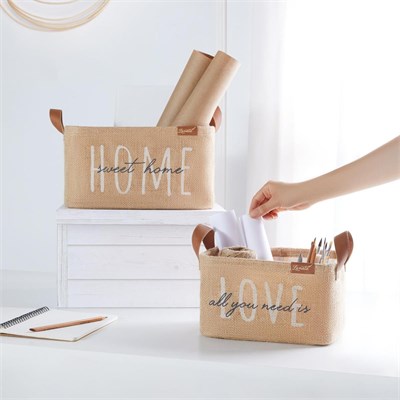 Ocean Home Textile 2li Astarlı Jüt Sepet Set