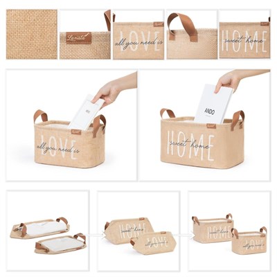 Ocean Home Textile 2li Astarlı Jüt Sepet Set