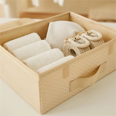 Ocean Home Textile 2li Bej Balıksırtı Kapaklı Kutu Set 30 X 23 X 11 Cm