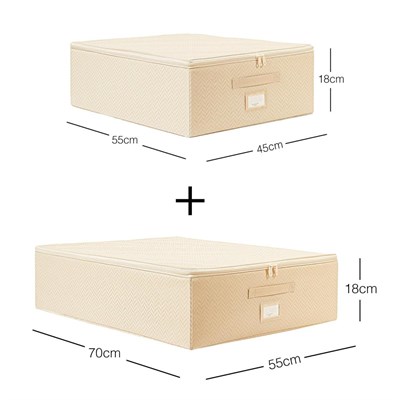 Ocean Home Textile 2li Bej Balıksırtı Destekli Hurç Set 45 X 55 X 18 + 55 X 70 X 18 Cm
