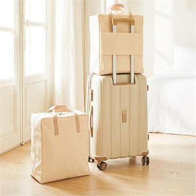 Ocean Home Textile 2li Bej Balıksırtı Ayakkabı Taşıma Seyahat Çantası Seti 36 X 41 X 20 Cm