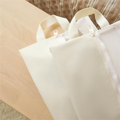 Ocean Home Textile 2li Bej Renk Fileli Oxford Kumaş Ayakkabı Düzenleyici Taşıma Çantası Seti 22 X 40 X 9 Cm