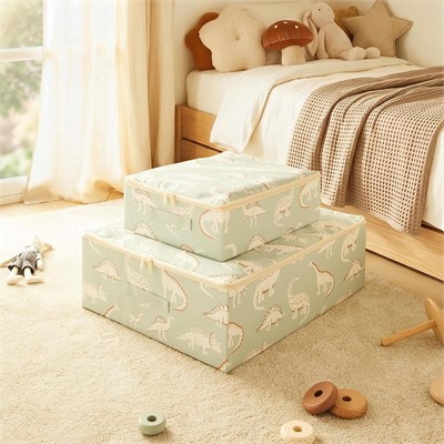 Ocean Home Textile 2li Çocuk Odası Dinozor Destekli Kutu Hurç 31 X 38 X 12 + 45 X 55 X 18 Cm