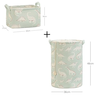 Ocean Home Textile 2li Çocuk Odası Dinozor Sepet Set 1 Adet 30 x 21 x 18/36 x 48 cm