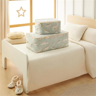 Ocean Home Textile 2li Çocuk Odası Dinozor Hurç Set 1 Adet 30 X 22 X 18 / 1 Adet 52 X 28 X 21 Cm