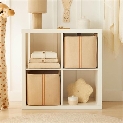 Ocean Home Textile 2li Çocuk Odası Jüt Keten Kumaş Sepet Set 30 X 30 X 30 Cm
