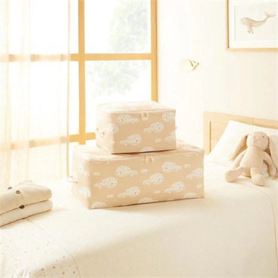 Ocean Home Textile 2li Çocuk Odası Sevimli Balina Hurç Set 1 Adet 30 X 22 X 18 / 1 Adet 52 X 28 X 21 Cm