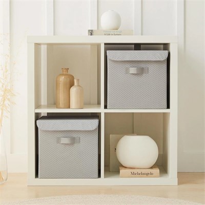 Ocean Home Textile 2li Gri Balıksırtı Kapaklı Kutu Set 30 X 30 X 30 Cm