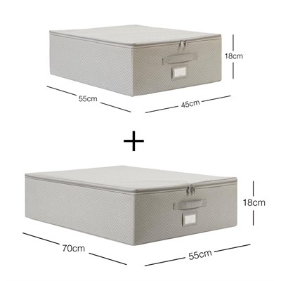 Ocean Home Textile 2li Gri Balıksırtı Destekli Hurç Set 45 X 55 X 18 + 55 X 70 X 18 Cm