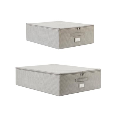 Ocean Home Textile 2li Gri Balıksırtı Destekli Hurç Set 45 X 55 X 18 + 55 X 70 X 18 Cm
