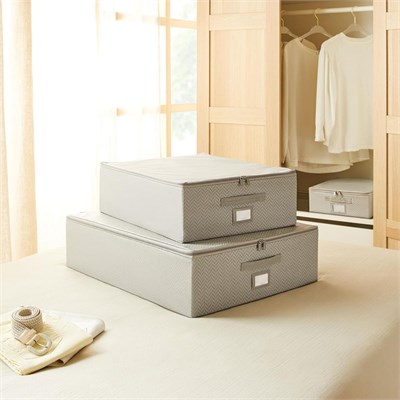 Ocean Home Textile 2li Gri Balıksırtı Destekli Hurç Set 45 X 55 X 18 + 55 X 70 X 18 Cm