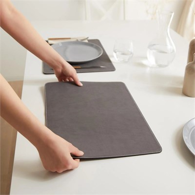 Ocean Home Textile 2li Gri Renk Deri Amerikan Servis 40 X 30 Cm