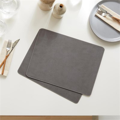 Ocean Home Textile 2li Gri Renk Deri Amerikan Servis 40 X 30 Cm