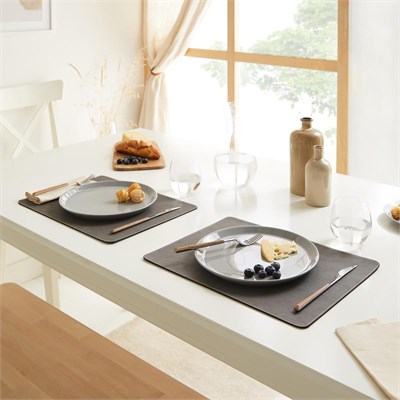 Ocean Home Textile 2li Gri Renk Deri Amerikan Servis 40 X 30 Cm
